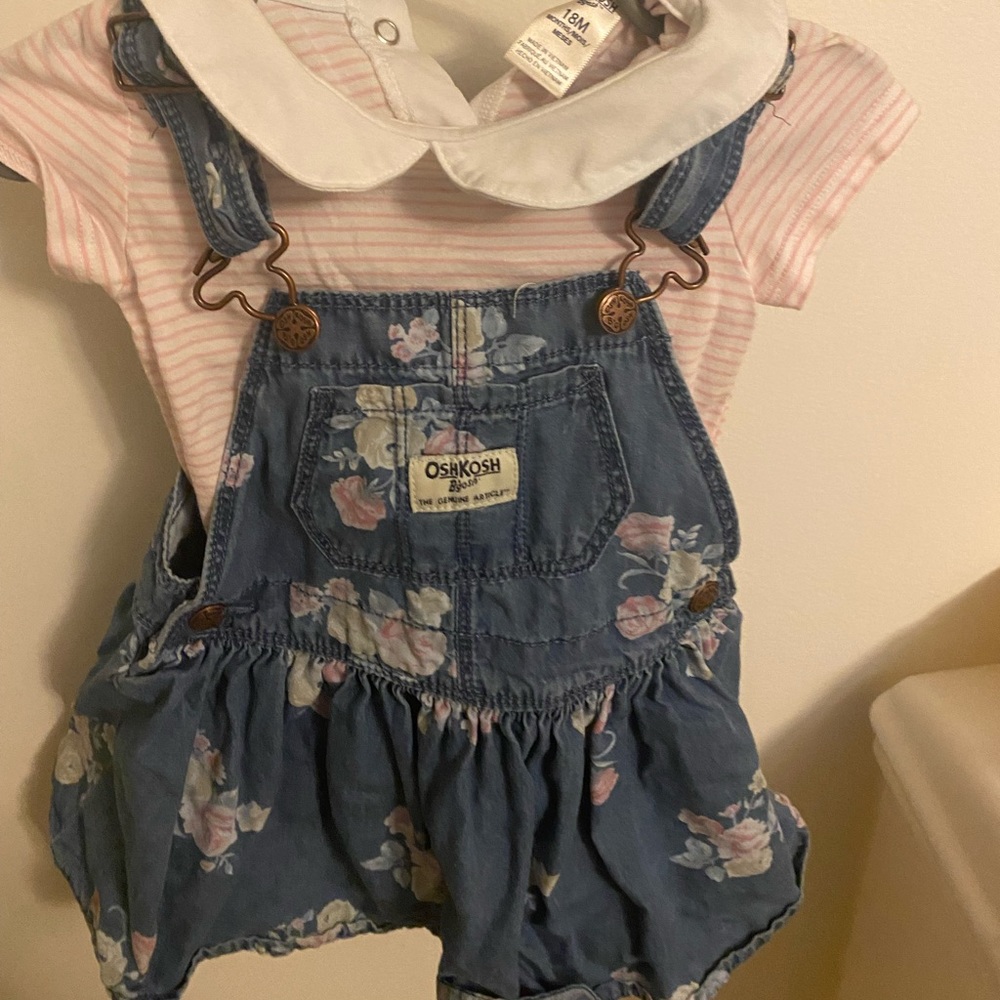 Osh-kosh onesie and matching overall dress
